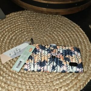 Lug Palm Print Wallet - Blue, Black, Peach